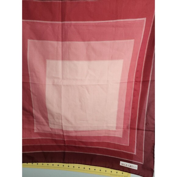 Olga Greco Women Polyester Chiffon Square Scarf Geometric Print Maroon to Pink - Picture 8 of 10